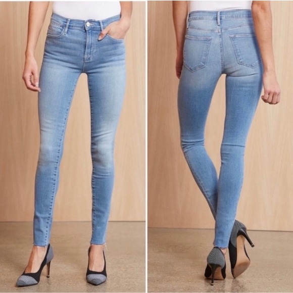 Frame Denim Le High Skinny Jeans Raw Hem Size 26 - Picture 1 of 9